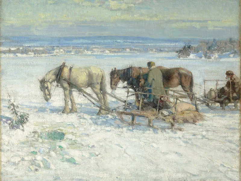 1857-Franklin Brownell - Peche sur glace, colline della Gatineau, 1915